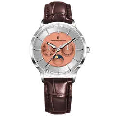 Pagani Design PD-1795 with salmon and silver dial on brown leather strap