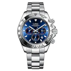 Cadisen C8181 with blue dial and polished steel tachymeter bezel
