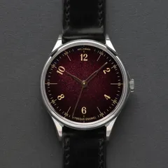 anOrdain Model 1 41mm Plum Fumé, vitreous enamel dial, on black shell cordovan strap