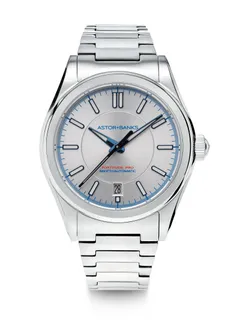 Astor+Banks Fortitude Pro, silver sunray dial with blued hands, on steel bracelet