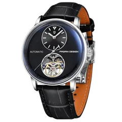 Pagani Design PD-1796 with black dial and steel-tone case on black leather strap