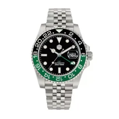 San Martin SN015-G-C GMT with green and black bezel on jubilee bracelet
