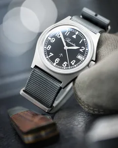 Timefactors Precista Military PRS-10 Sapphire on grey NATO strap