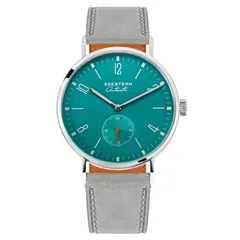 Seestern Original S382.05 with teal green dial on grey leather strap