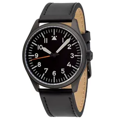 Islander Aviator Automatic in black DLC with black Type-A dial and orange seconds hand