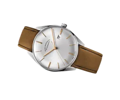 ELKA D01-0804, silver dial, on cognac suede strap