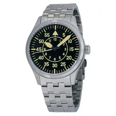 Islander 39mm Pilot in stainless steel with black Type-B dial and cream markings on steel bracelet