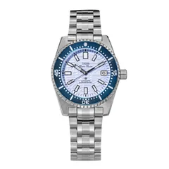 Thorn SHY042 with textured light blue dial and blue bezel on the steel bracelet