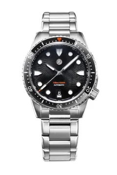 Zelos Mako 300m Diver, black guilloché dial, black sapphire bezel