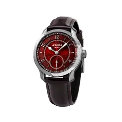Wise Asura AS-510A in 904L steel, Bloody Red dial with Arabic numerals and small seconds, on M9 Seal Brown shell cordovan strap