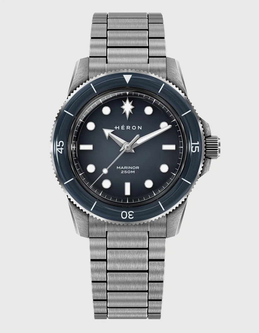 Héron Marinor Atlantic Blue ref. 3001-A on steel bracelet