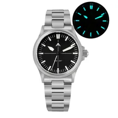 Militado ML18 (VH31) with black crosshair dial on steel bracelet