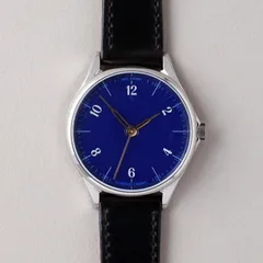 anOrdain Model 1 38mm Parisian Blue, vitreous enamel dial, on black shell cordovan strap
