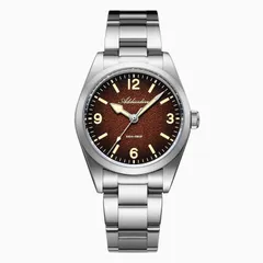 Addiesdive AD2544 with brown textured dial on the steel bracelet