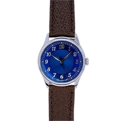 Bernhardt Captain Cove, blue guilloché dial, on brown leather strap