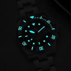 Addiesdive AD2078/AD2536 lume shot, dial and bezel glowing blue