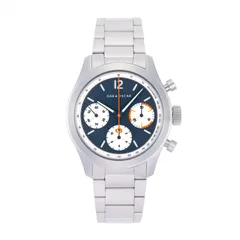 Oak & Oscar Atwood Navy Reverse Panda, navy dial with white subdials, on steel bracelet