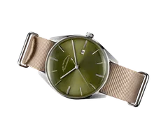 ELKA D05-0901, sunbrushed olive green dial, on beige NATO strap