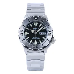 Heimdallr Sharkey Ocean Monster with black dial and steel bezel on steel bracelet