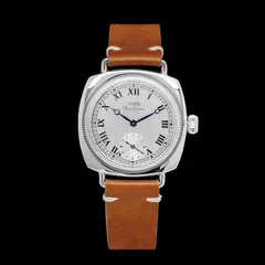 Thorn T002 with silver dial on a brown leather strap