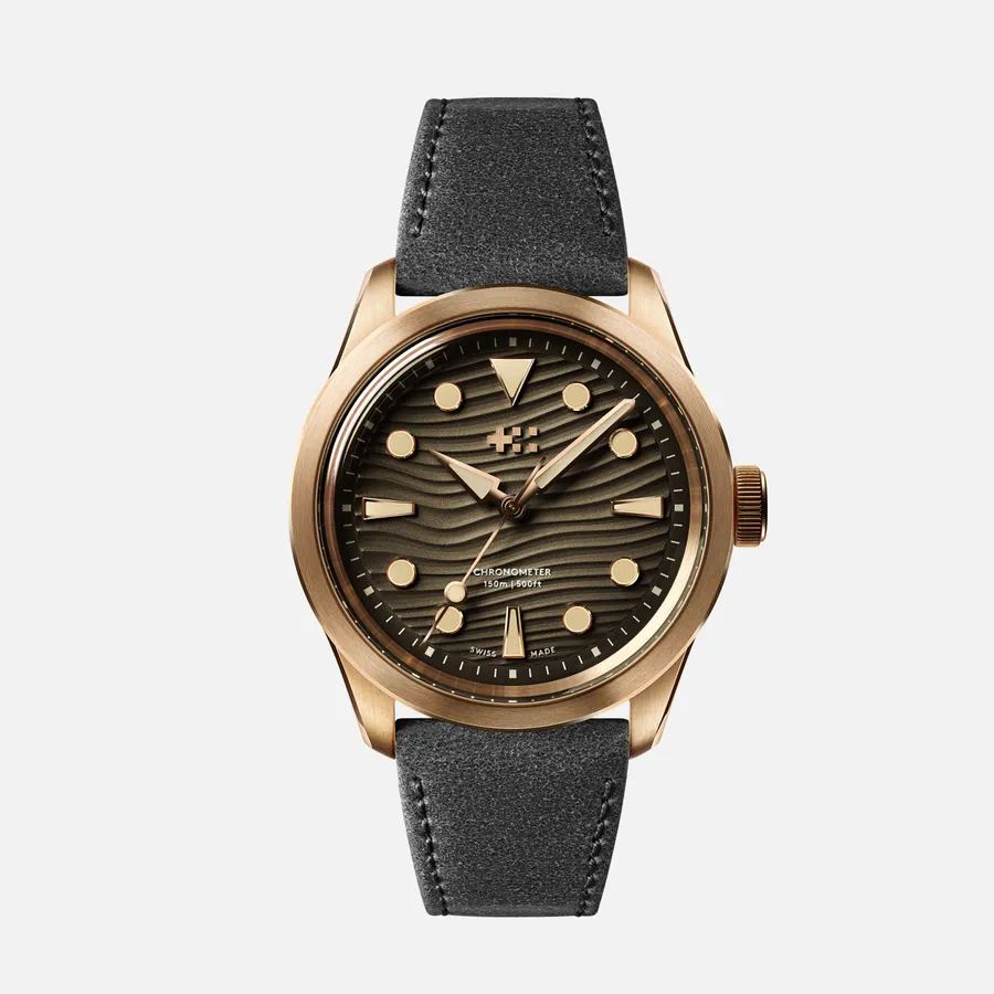 Christopher Ward C65 Dune Aeolian Bronze, Dusk Brown on grey Orlando leather strap