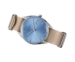 ELKA D08-0901, sunbrushed baby blue dial, on beige NATO strap