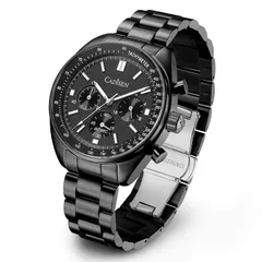 Cadisen C7063 chronograph with black dial in a black-tone case and bracelet