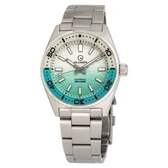 Islander Northport 37mm with white to seafoam green ripple dial and two-tone bezel on 3-link bracelet