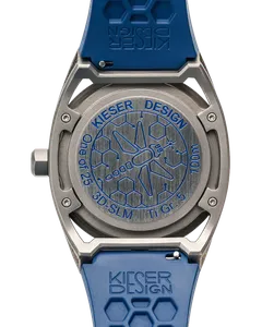 Kieser Design tragwerk2.0 Navy Blue caseback with dragonfly engraving