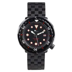 Heimdallr Darth Engineer Tuna in black PVD with red-accented dial on black engineer bracelet