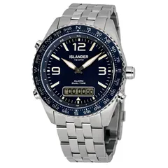 Islander Rocky Point analog-digital watch with blue dial and blue compass bezel