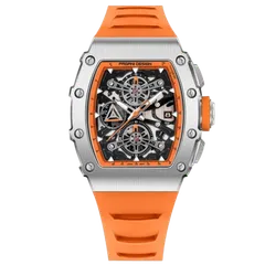 Pagani Design PD-YS011 with steel case and orange accents on orange strap