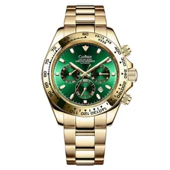 Cadisen C8181 with green dial in a gold-tone case and bracelet