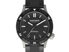 Santurce Collection Esnórquel with black dial and black bezel on black rubber strap