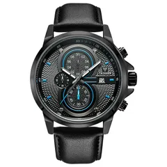 Cadisen C9054M with black dial and blue accents on a black strap