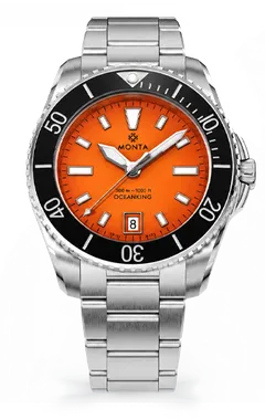 Monta Oceanking, orange lacquer dial, black ceramic bezel