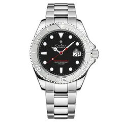 Cadisen C8184 with black dial and steel bezel on a steel bracelet