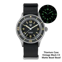 Watchdives WD50Ti titanium with black dial, vintage C3 lume and matte ceramic bezel