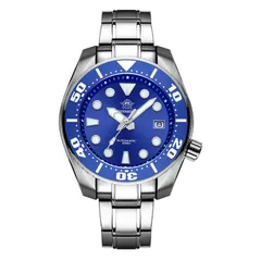 Addiesdive H10 with blue dial and blue ceramic bezel on the steel bracelet