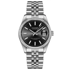 Cadisen C8053 with black dial, fluted bezel and steel jubilee bracelet