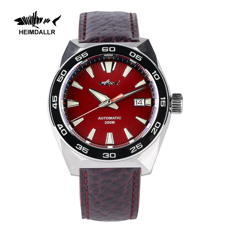 Heimdallr G-odzilla with burgundy red dial on leather strap