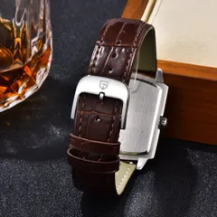 Pagani Design PD-1838 brown croc-embossed leather strap with signed pin buckle