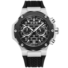 Pagani Design PD-YS032 with steel case, black bezel and black dial on black rubber strap