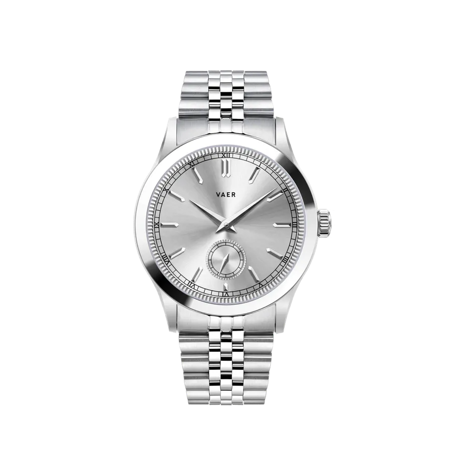 Vaer C1 Ceremony Silver 34mm on jubilee bracelet