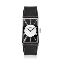 Fears Arnos Opera Black with onyx outer dial and white lacquer centre on a black Epsom leather strap