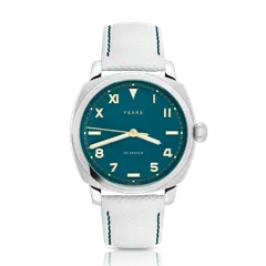 Fears Brunswick 40 Topper Edition Pacific with green California dial and gilt indices on a white sailcloth strap