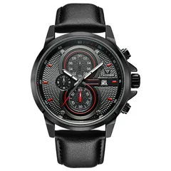 Cadisen C9054M with black dial and red accents on a black strap