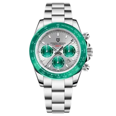 Pagani Design PD-1644 with silver dial, green sub-dials and green bezel