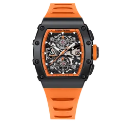 Pagani Design PD-YS011 with black-tone case and orange accents on orange strap