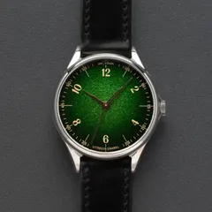anOrdain Model 1 38mm Green Fumé, vitreous enamel dial, on black shell cordovan strap